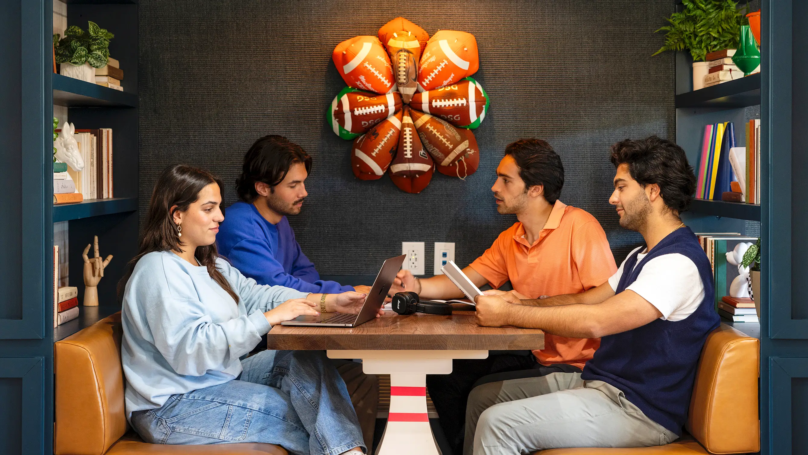 a group of friends studying together